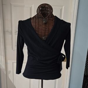 CAbi Black Wrap Blouse